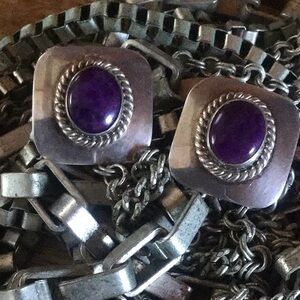 Navajo artist Artie Yellowshorse amethyst and sterling silver earrings.💜